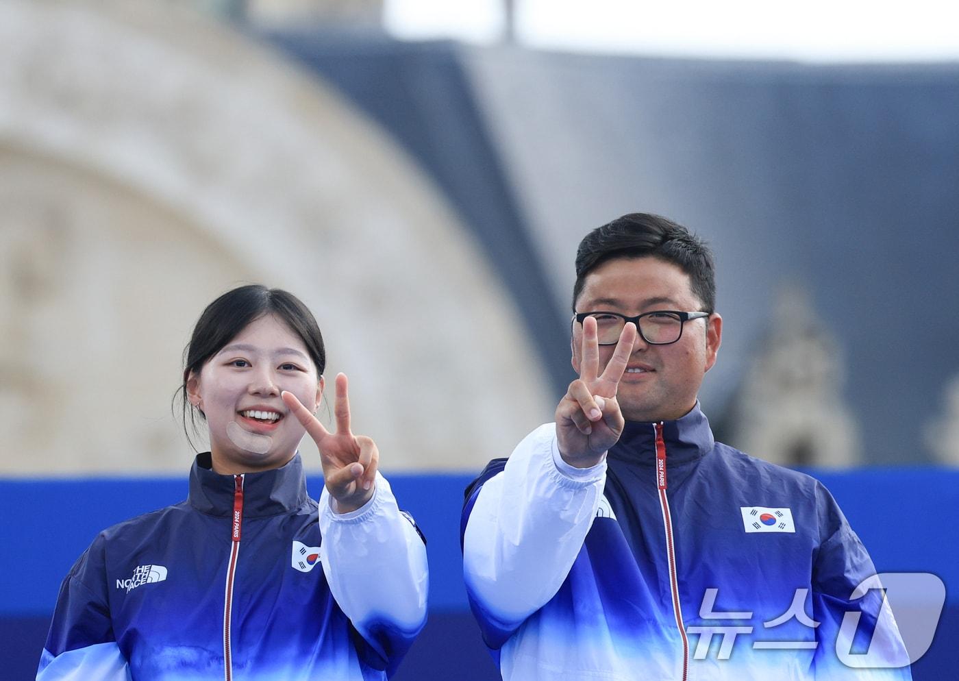 2025 양궁 국가대표 1차 선발전에서 남녀 1위에 오른 김우진과 임시현. /뉴스1 ⓒ News1 박정호 기자