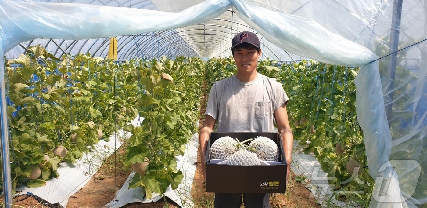 고창군 청년창업농 백규남씨가 재배한 멜론&#40;고창군 제공&#41;2024.8.30/뉴스1