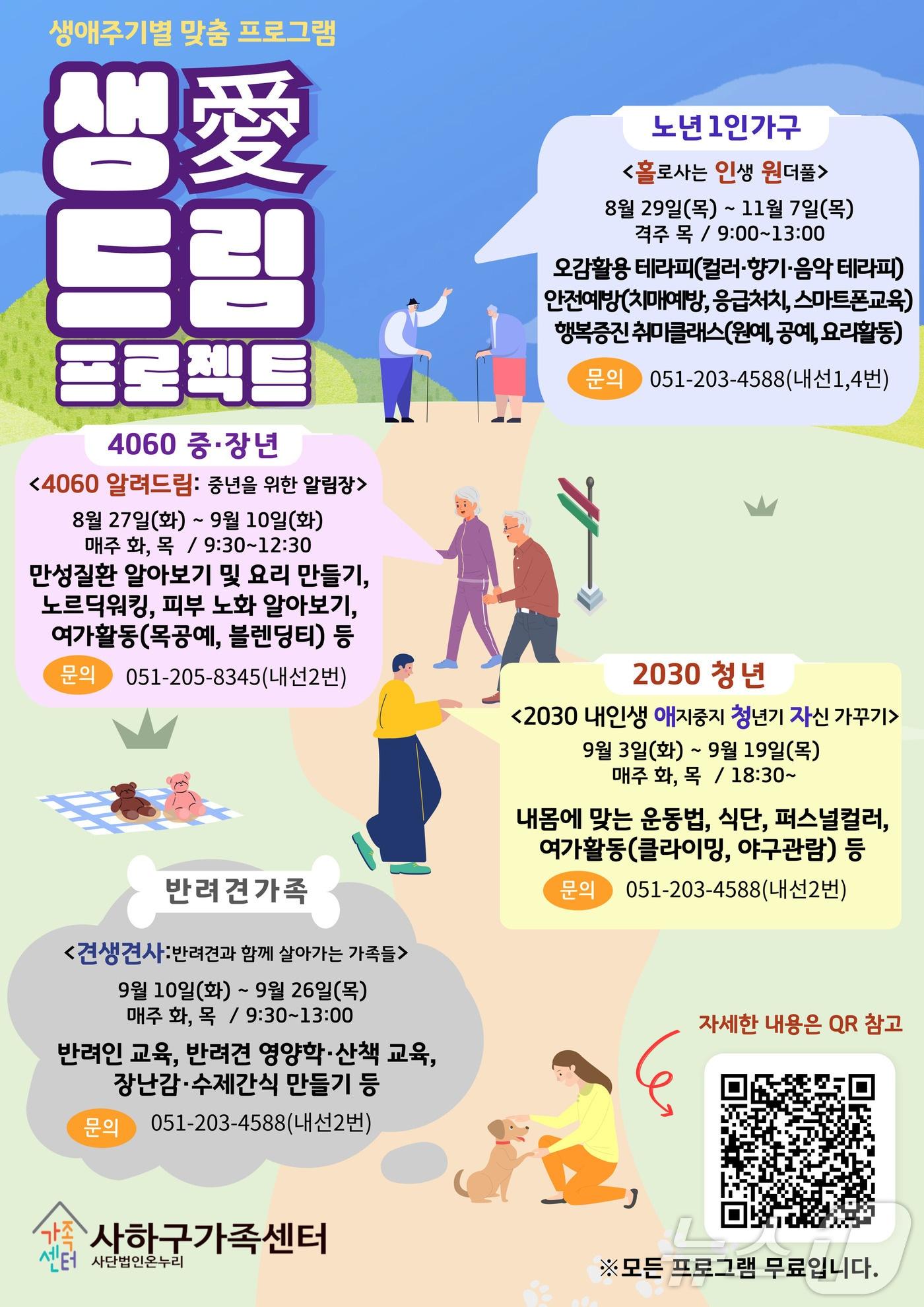 부산 사하구 가족센터 생애드림 프로젝트 안내 포스터.&#40;사하구청 제공&#41;