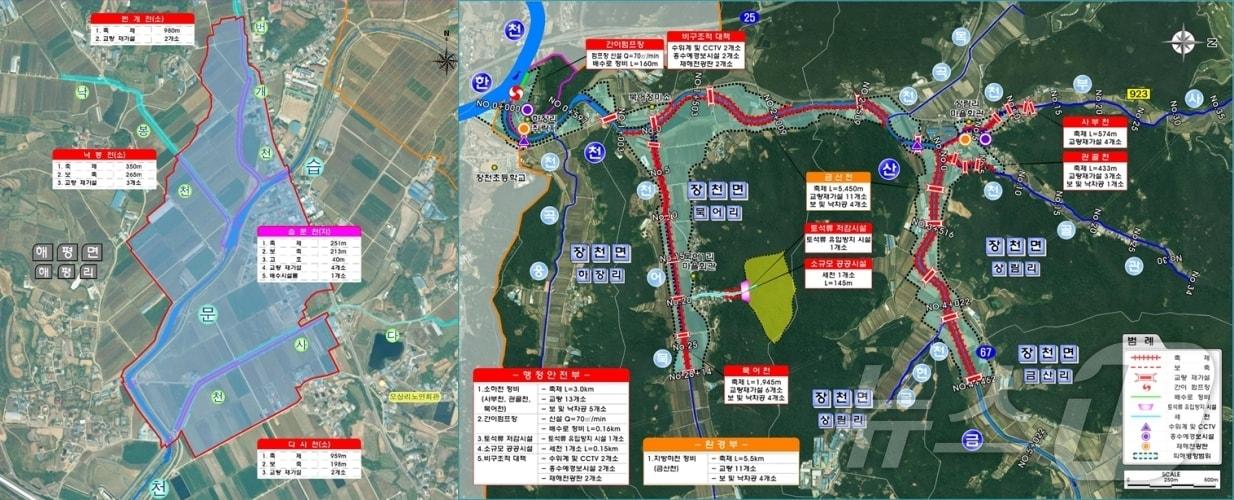 구미시 장천지구&#40;오른쪽&#41;와 습문천지구 정비사업 개요도/뉴스1