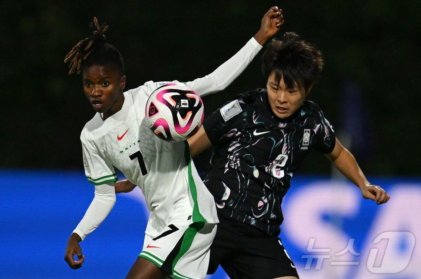 여자 20세 이하 축구대표팀이 2일&#40;한국시간&#41; 열린 2024 FIFA U20 여자월드컵 조별리그 첫 경기에서 나이지리아에 0-1로 졌다. ⓒ AFP=뉴스1