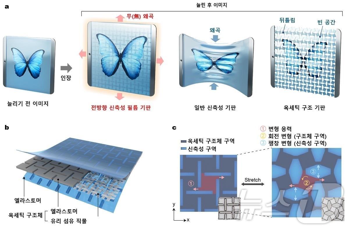 연구팀이 개발한 음의 푸아송비 필름 기판의 개념도.&#40;KAIST 제공&#41;/뉴스1