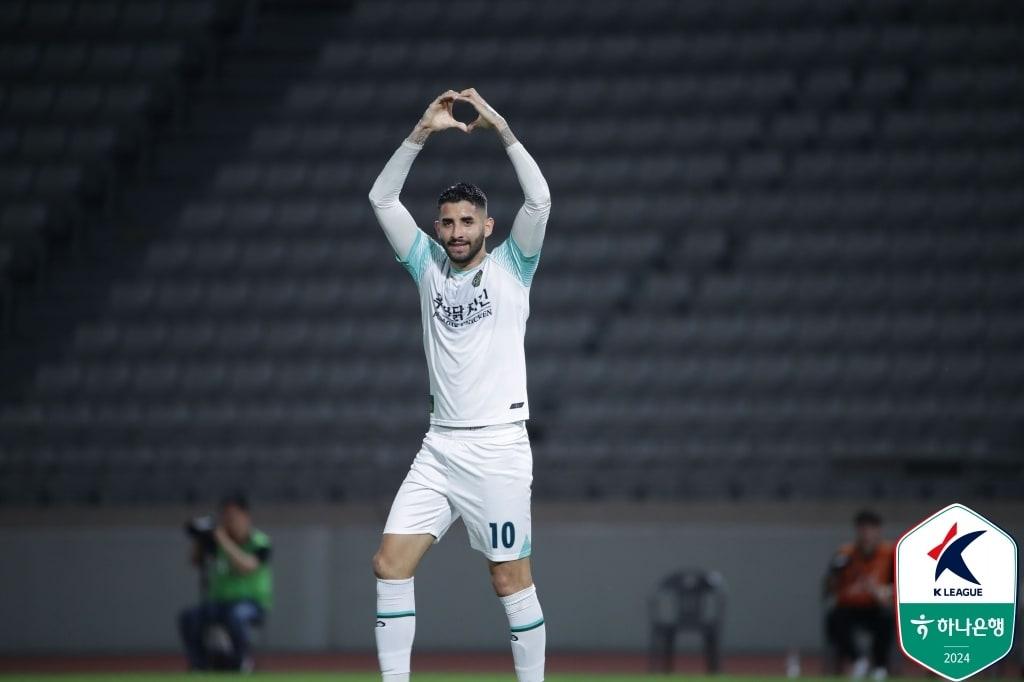 김포FC의 공격수 브루노. &#40;한국프로축구연맹 제공&#41;