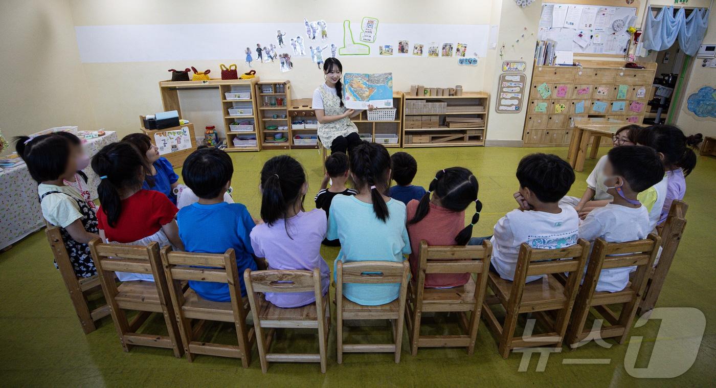 4일 영·유아학교 시범운영기관으로 선정된 서울 중랑구 면일어린이집&#40;국공립&#41;에서 어린이들이 수업을 듣고 있다. 2024.9.4/뉴스1 ⓒ News1 이재명 기자