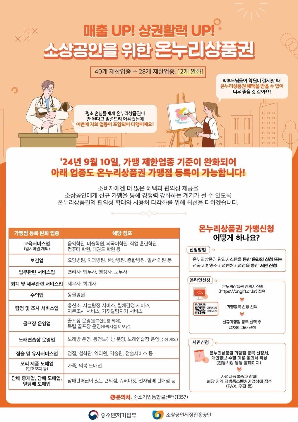 온누리상품권 가맹 제한 업종 완화 안내 포스터.&#40;소상공인시장진흥공단 제공&#41;