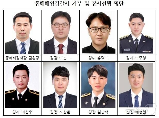 동해해양경찰서 기부·봉사 선행 직원.&#40;동해해경 제공&#41; 2024.9.9/뉴스1