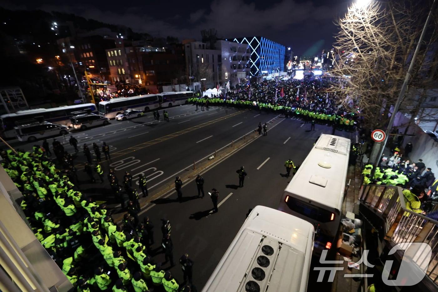 서울 용산구 한남동 대통령 관저 인근 도로. ⓒ News1 임세영 기자