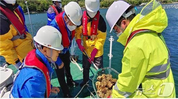 패류독소 조사정점에서 국립수산과학원 직원들이 조사를 하고 있다.&#40;국립수산과학원 제공&#41;