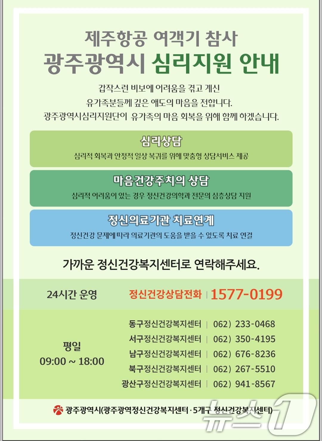 제주항공 여객기 참사 광주시 심리지원.&#40;광주시 제공&#41;/뉴스1 