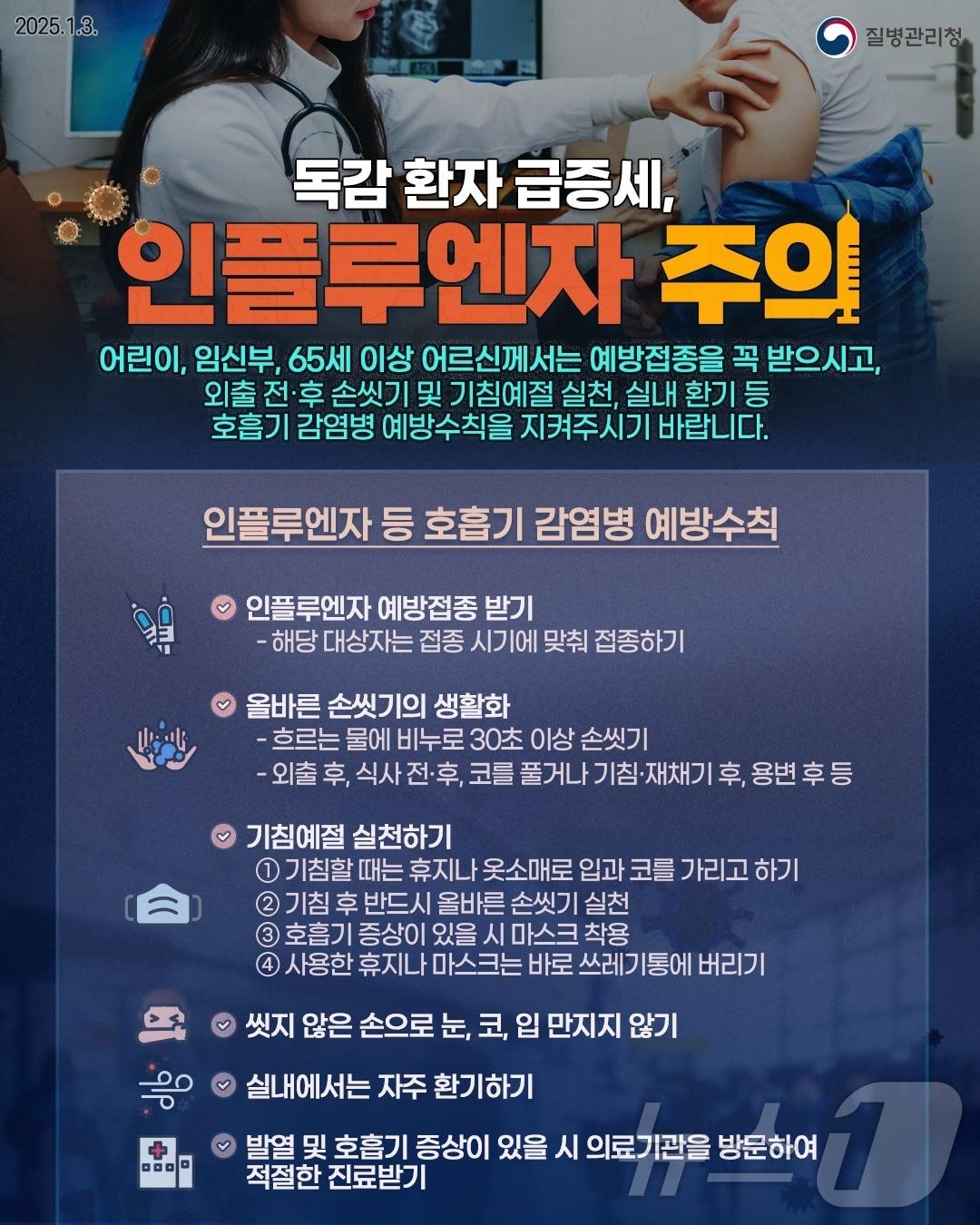 인플루엔자 주의 포스터.&#40;전남도 제공&#41; 2025.1.7/뉴스1