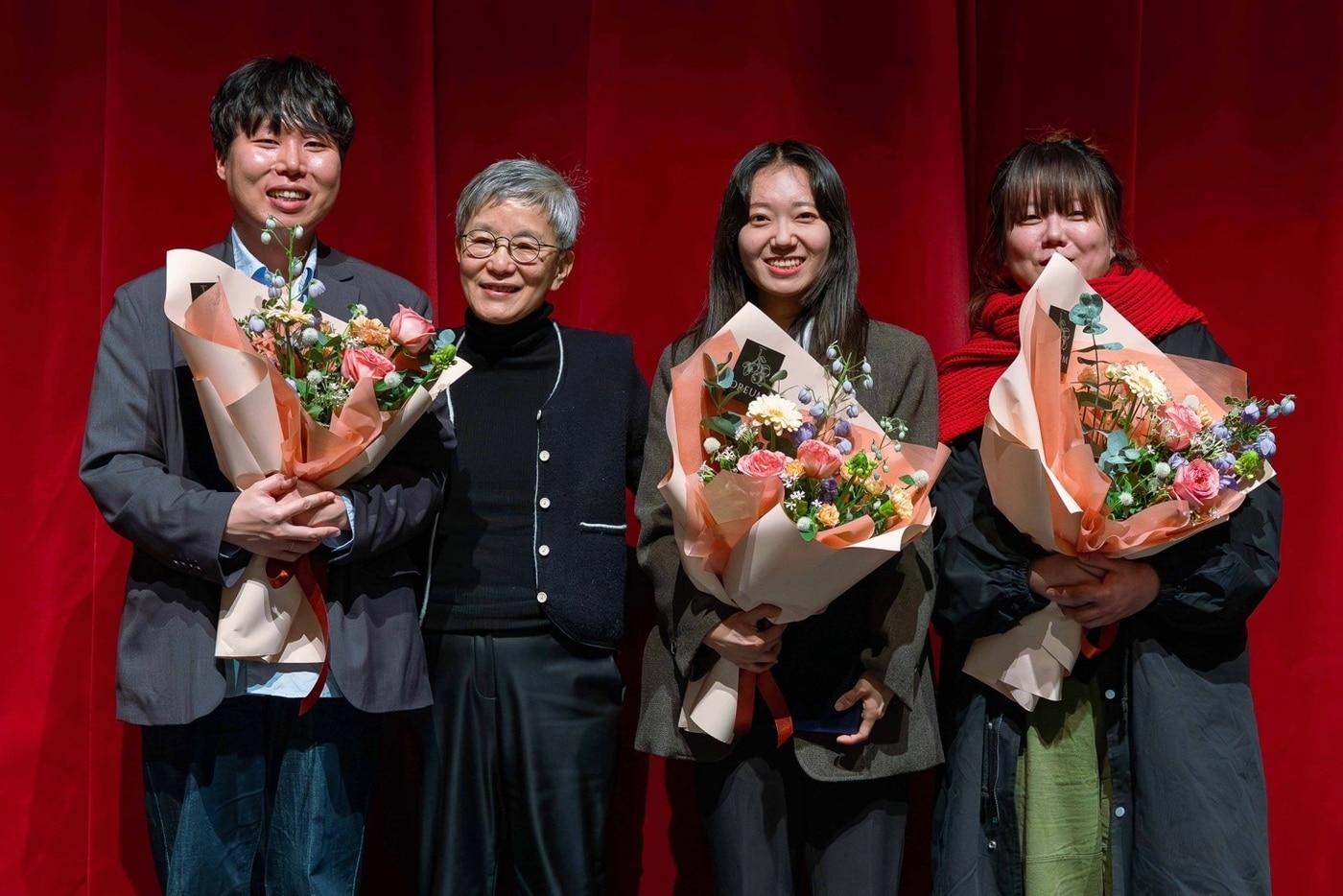 왼쪽부터 배해률 작가, 박정희 국립극단 예술감독, 김주희 작가, 윤지영 작가&#40;국립극단 제공&#41;