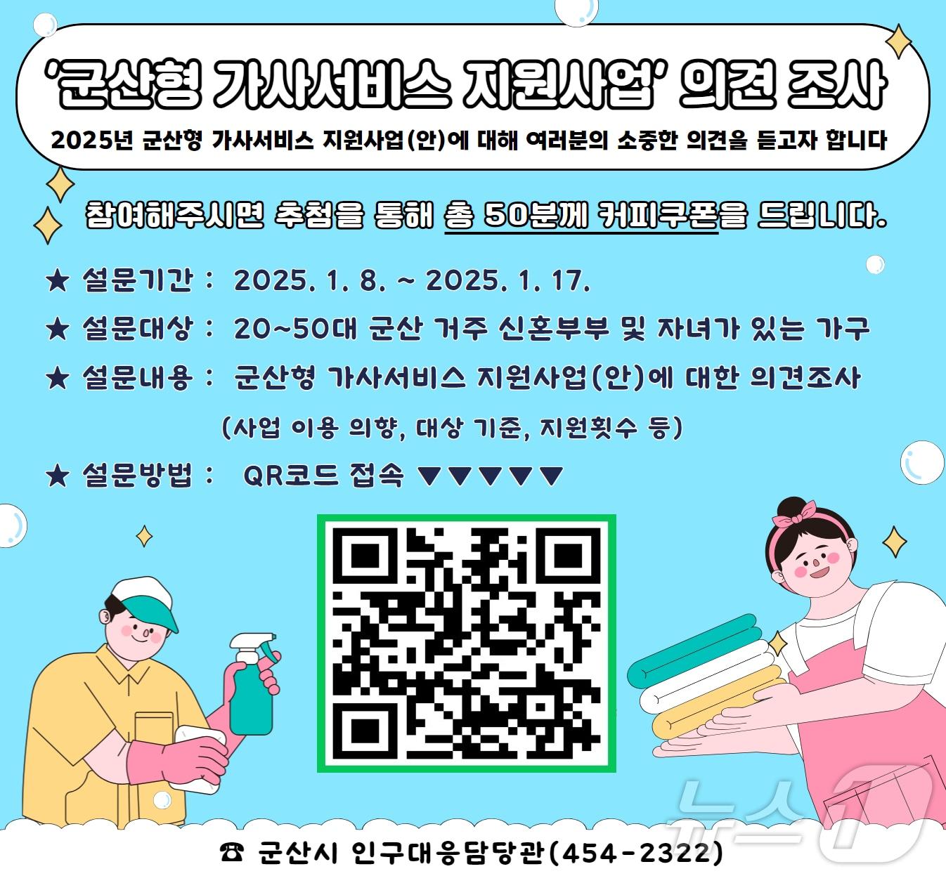 군산시가 8일부터 17일까지 &#39;군산형 가사서비스 의견수렴 설문조사&#39;를 진행한다. 2025.1.8/뉴스1