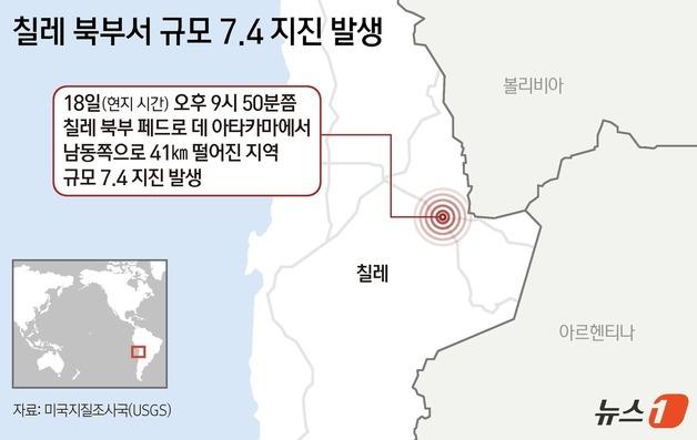 [그래픽] 칠레 북부서 규모 7.4 지진 발생