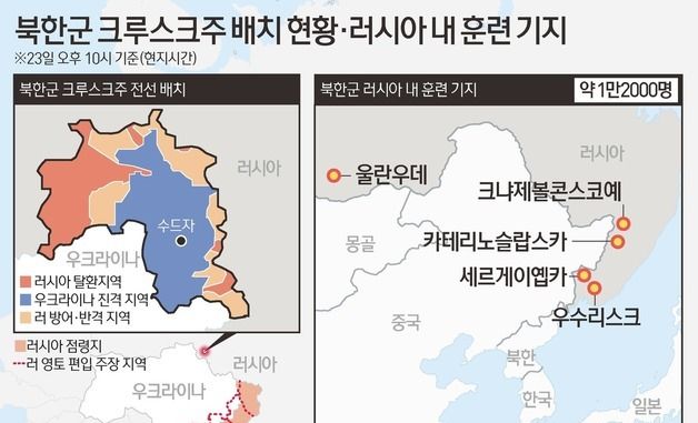 [그래픽] 북한군 크루스크주 배치 현황·러시아 내 훈련 기지