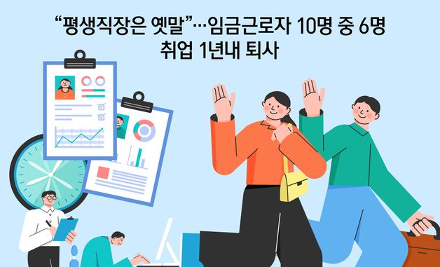 [오늘의 그래픽] \"평생직장은 옛말\"…임금근로자 10명 중 6명 취업 1년내 퇴사