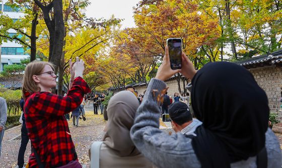 가을을 담는 외국인 관광객들