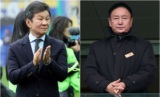 정몽규·허정무, 축구협회장 출마 선언 후 첫 만남