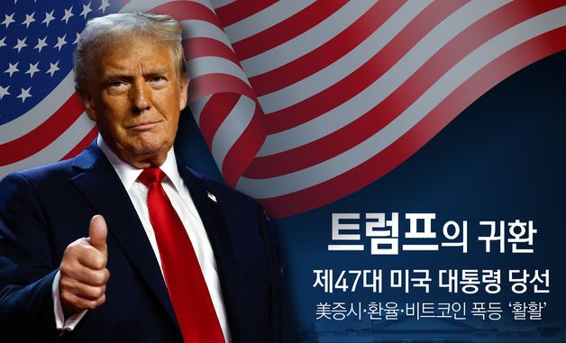 [오늘의 그래픽] 트럼프의 귀환…美증시·환율·비트코인 폭등 '활활'