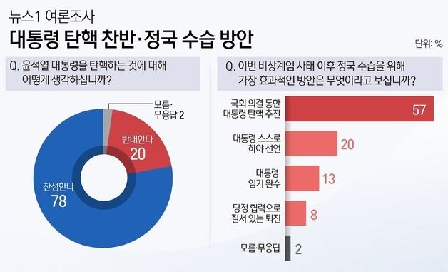 [그래픽] 뉴스1 여론조사-대통령 탄핵 찬반·정국 수습 방안