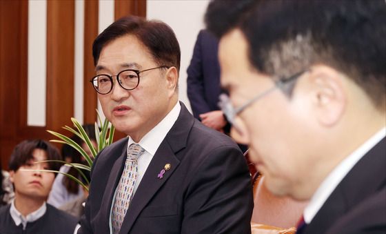 우원식 국회의장 '여야 원내대표 회동 인사말'