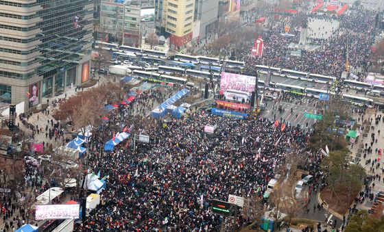 세종대로에서 열린 보수단체 집회