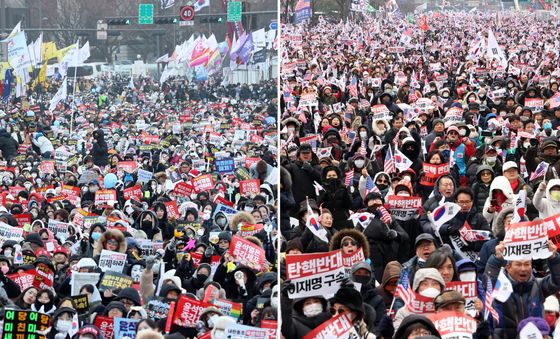 '즉시파면 vs 태극기 탄핵반대'