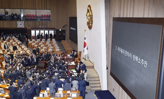 국민의힘 '한덕수 탄핵안 의결 정족수 과반에 항의'