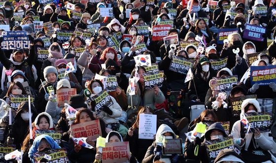 '태극기, 피켓, 그리고 응원봉'