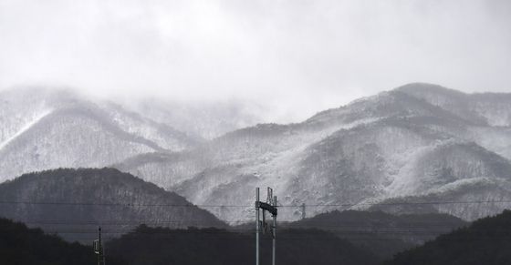 한폭의 수묵화가 된 산