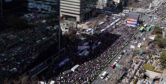 세종대로에서 열린 자유통일당 3.1절 집회