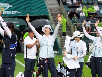 축구장 소음 훈련 마친 양궁 대표팀