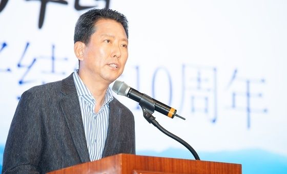 中 웨이난시 우호결연 10주년 행사서 환영사하는 김장호 구미시장