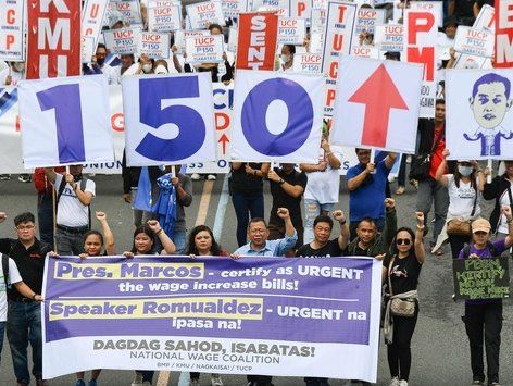 [포토]필리핀 노동단체, 최저임금 3565원 인상 촉구 거리 시위
