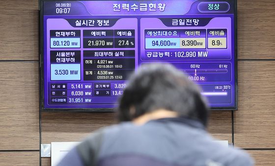 찜통 무더위에 전일 전력수요, 여름철 최대치 '93.8GW' 기록