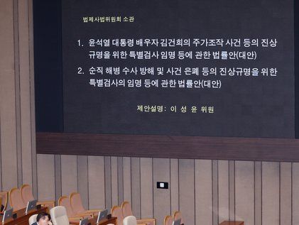 쌍특검법 제안설명 듣는 법무장관