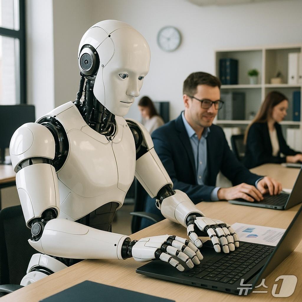 본문 이미지 - 오픈AI의 챗GPT를 통해 생성한 이미지. 'AI 에이전트가 회사의 능률을 올려주는 모습을 표현해달라'고 요청하자 해당 이미지가 도출됐다.